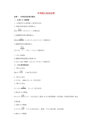 2024年最新中考化学必背核心知识点