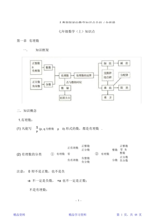 2024年最新最全面完整版人教版初中数学知识点总结全面精华