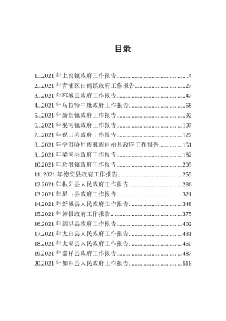 （64篇）2021年县镇政府工作报告汇编