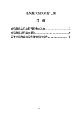 （3篇）巡视整改主持词及表态发言 组织落实报告 整改进展情况报告