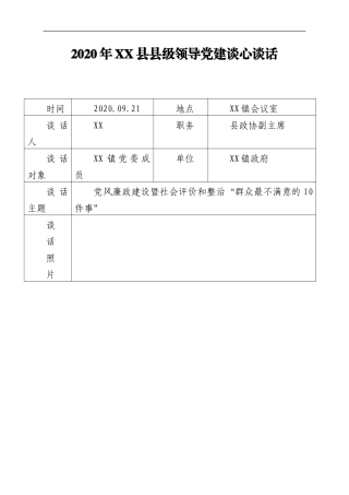 （谈心谈话样本）谈心谈话记录