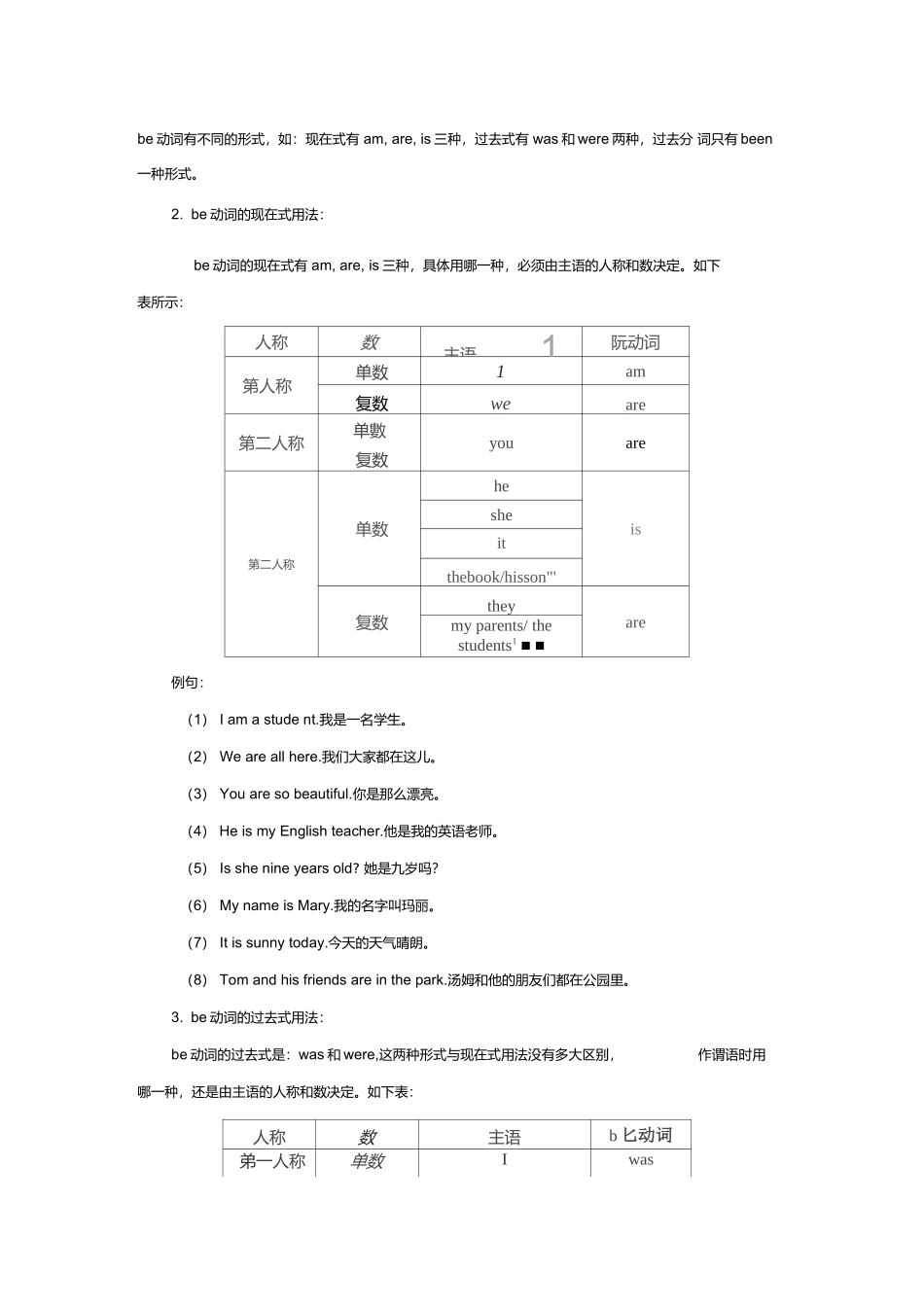(完整word版)be动词练习题及答案_第1页