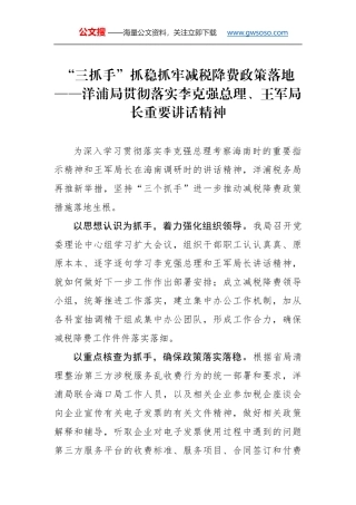 “三抓手”抓稳抓牢减税降费政策落地