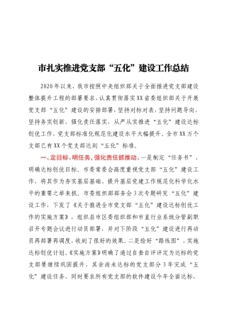 ×市扎实推进党支部五化建设工作总结