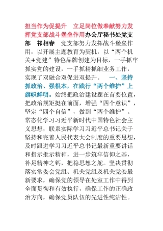 “两优一先”表彰会上的经验交流材料