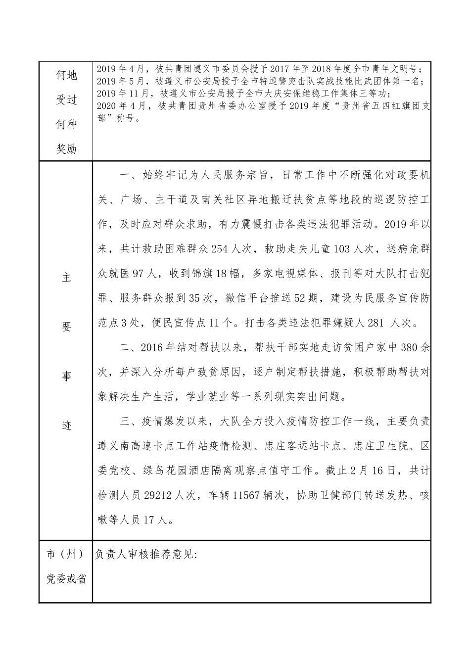 “全省脱贫攻坚先进党组织”推荐和审批表_第2页