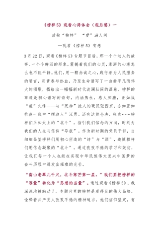 《榜样5》观看心得体会（观后感）多篇