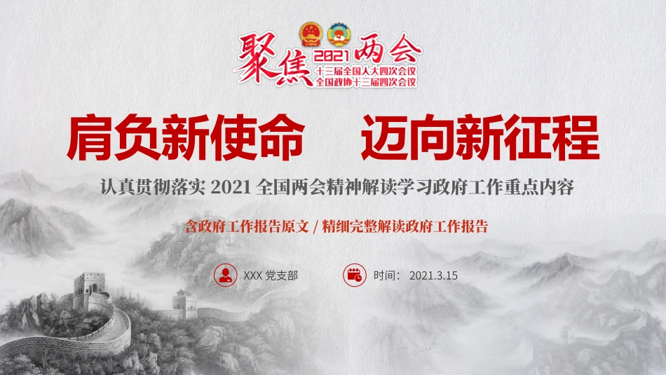 2021年两会政府工作报告PPT1_第1页