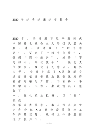 2020年述责述廉述学报告