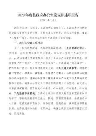 2020年度县政府办公室党支部述职报告