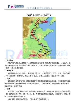 【公基常识】“京杭大运河”知识点汇总