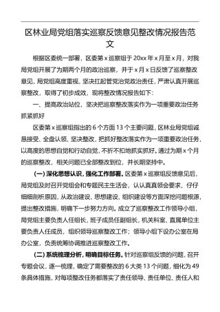 2021党组落实巡察反馈意见整改情况报告范文
