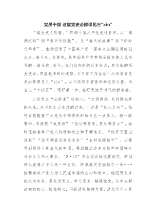 【心得体会】建党百年党史学习教育活动心得党员干部 这堂党史必修课见三“xin”