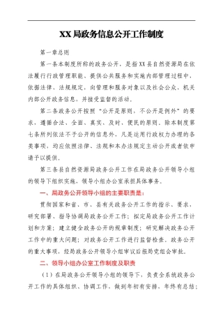 XX局政务信息公开工作制度
