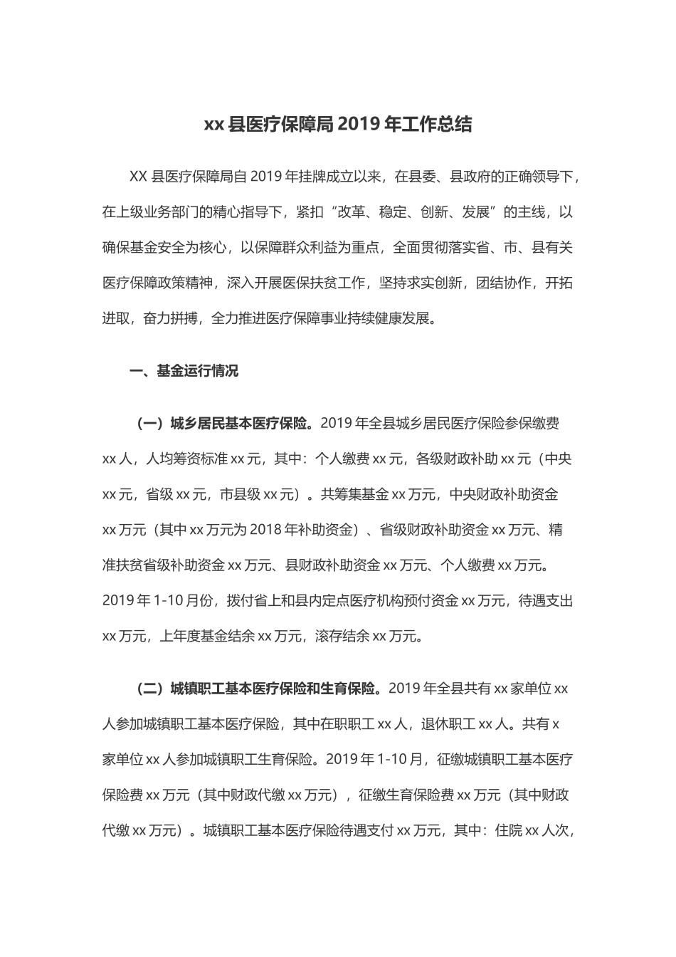 xx县医疗保障局2019年工作总结_第1页