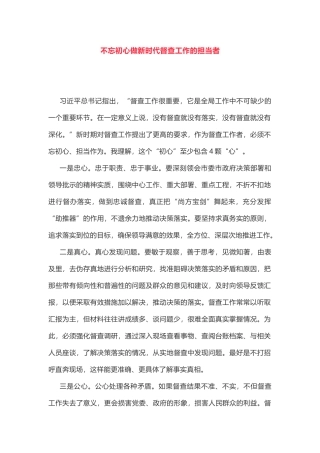 初心做新时代督查工作的担当者