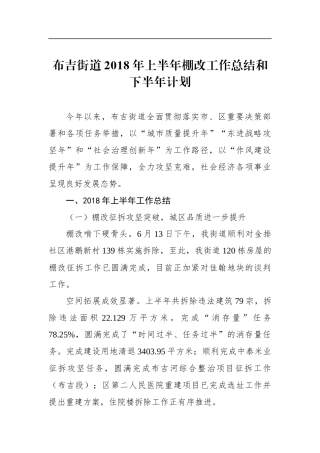 布吉街道2018年上半年棚改工作总结和下半年计划_转换