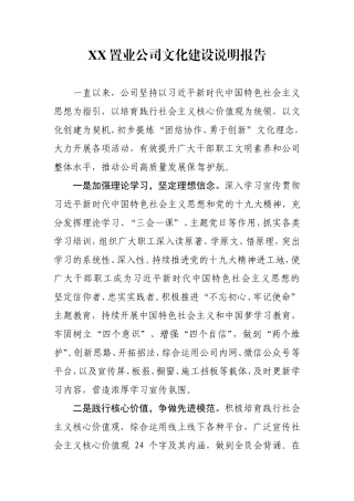 XX置业公司文化建设说明报告