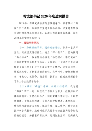 村支部书记2020年度述职报告