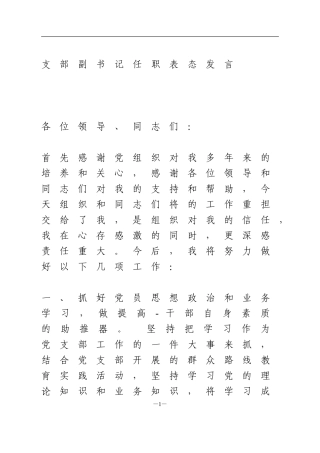 村支部书记任职表态发言3篇