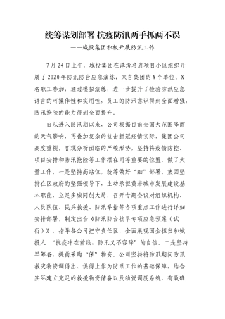 城投集团积极开展防汛工作