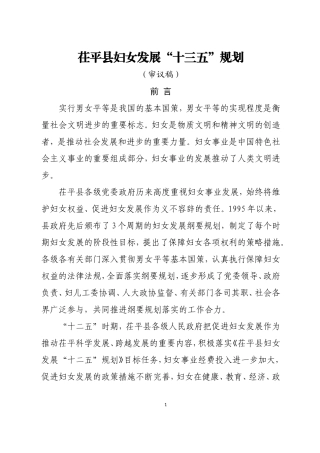 茌平县妇女儿童十三五规划