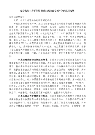 充分发挥主力军作用 推动扫黑除恶专项斗争向纵深发展记者会讲话