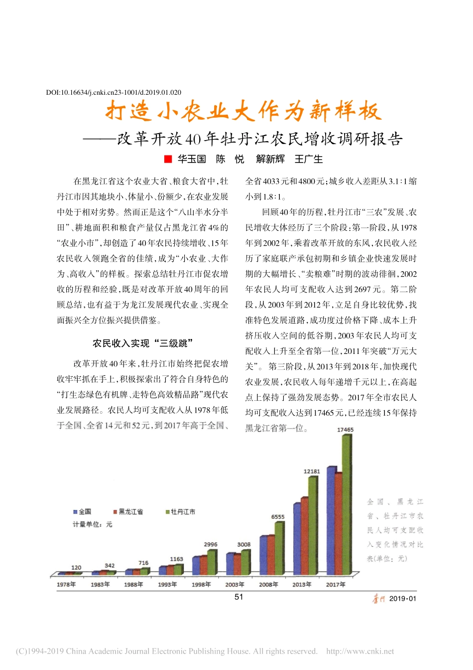 打造小农业大作为新样板改革开放年牡丹江农民增收调研报告_第1页