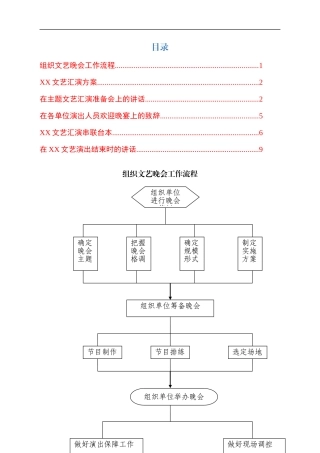 大型文艺晚会全套资料工作流程、讲话、方案致辞台本