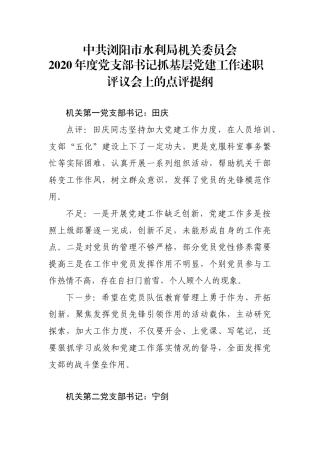 党委书记在述职述廉上的点评一述一评点评提纲