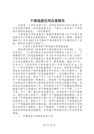 2024年干部选拔任用自查报告