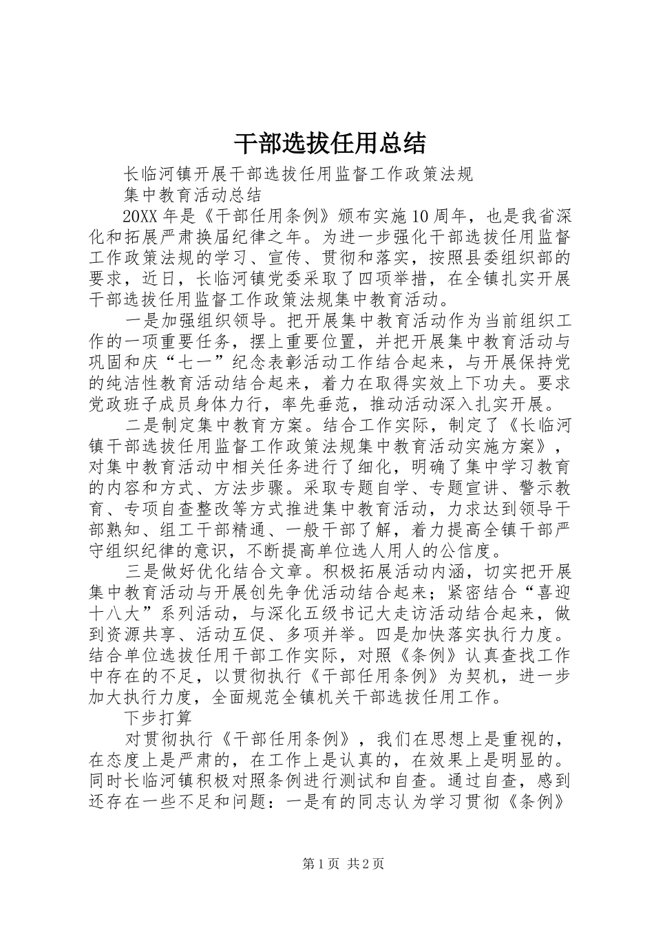 2024年干部选拔任用总结_第1页