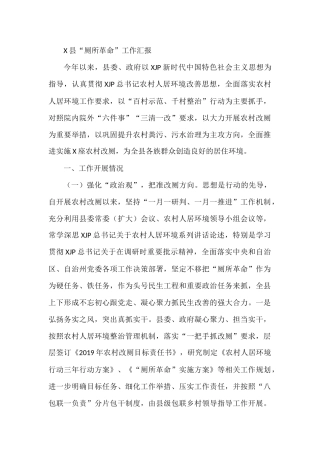 X县“厕所革命”工作汇报