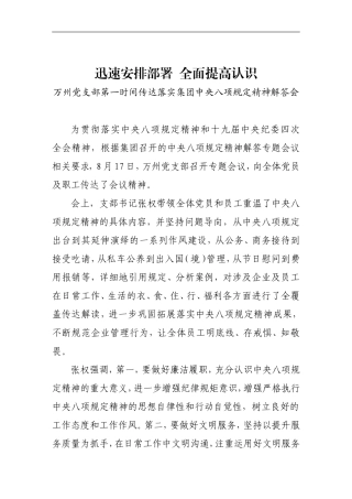 党支部学习贯彻中央八项规定精神情况简报