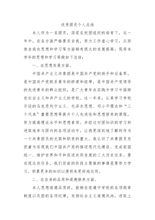 个人总结---优秀团员个人总结（大学生）6