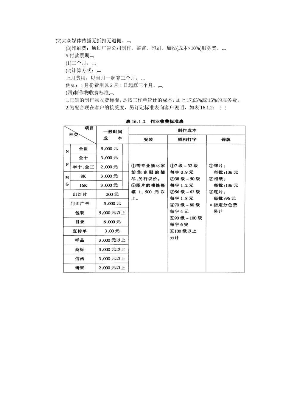 广告公司一般作业收费标准_第2页