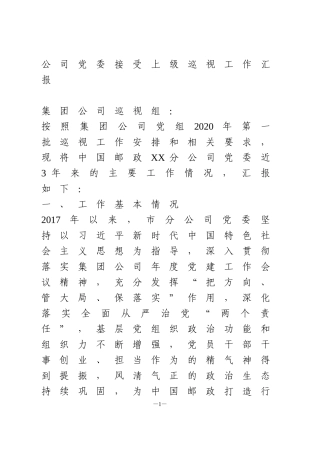 国企党委接受上级巡视工作汇报