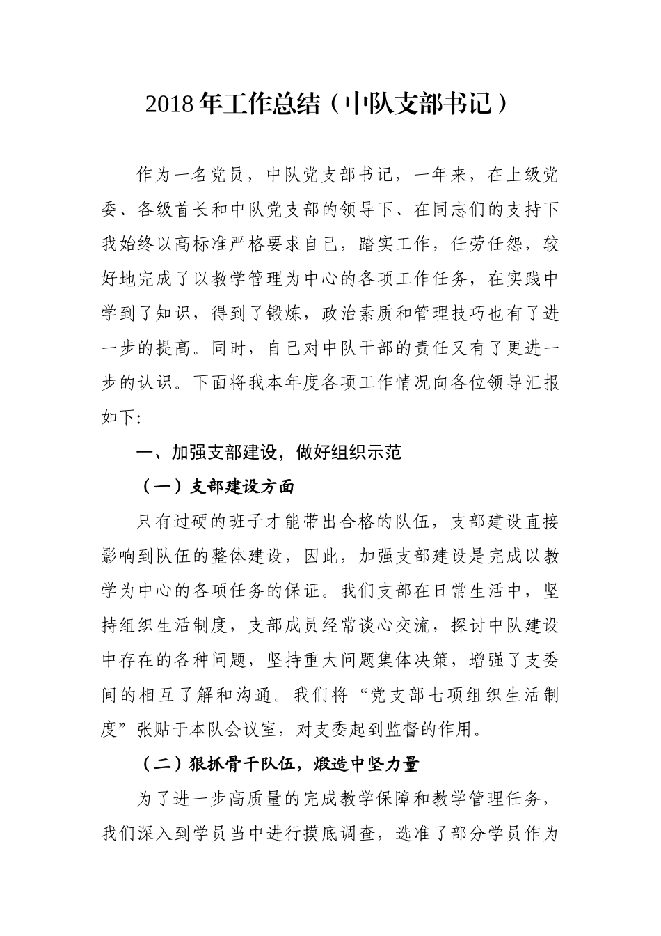 工作总结（中队支部书记）_第1页