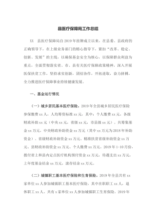 工作总结---医疗保障局工作总结