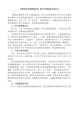发挥党员先锋模范作用助力扫黑除恶专项斗争