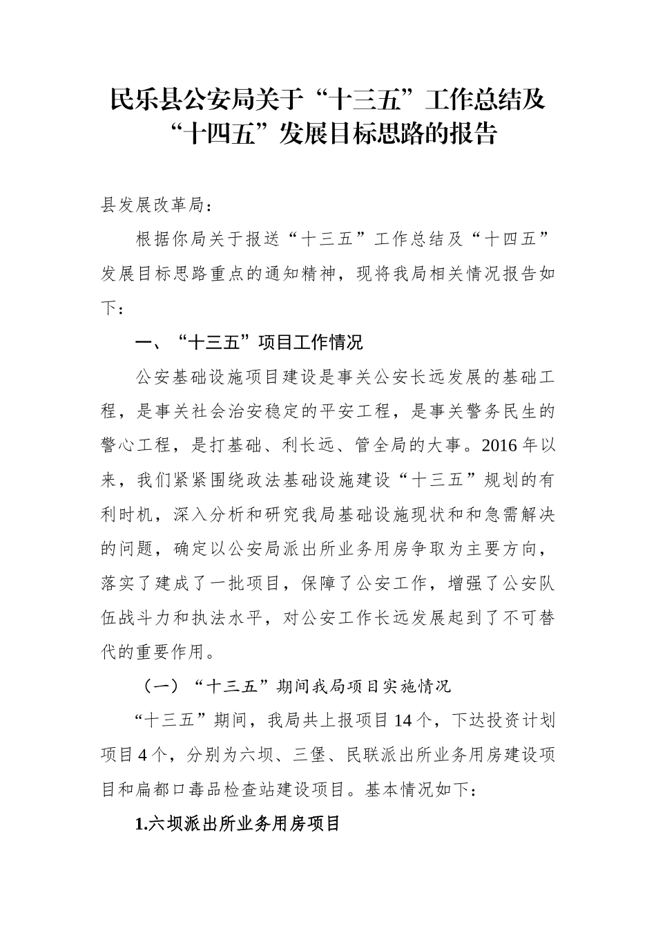 公安局“十三五”工作总结及“十四五”发展目标_第1页