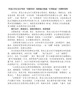 公安厅坚持“问题导向”精准施力构建“扫黑除恶”压倒性优势