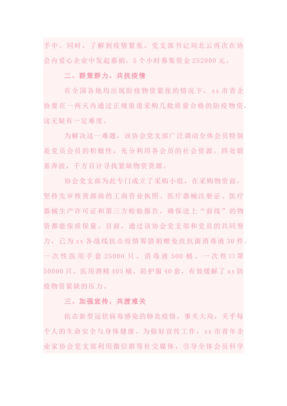 防控疫情当先锋  党旗飘扬在一线——xx市青年企业家协会党支部抗击疫情真先锋_第2页