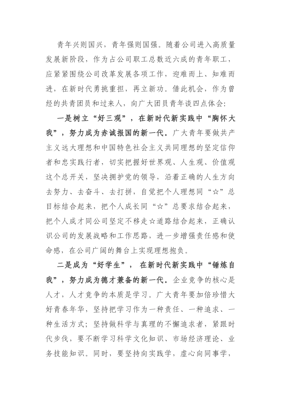 公司党委书记在青年干部座谈会上的讲话_第3页