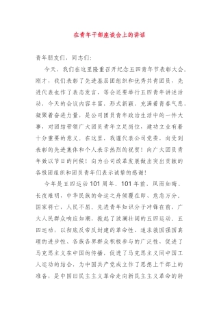 公司党委书记在青年干部座谈会上的讲话