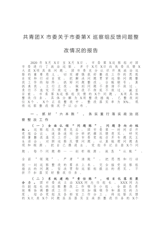 共青团X市委关于市委第X巡察组反馈问题整改情况的报告）
