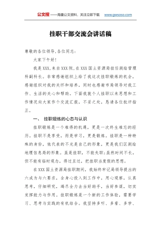 挂职干部交流会讲话稿（二）