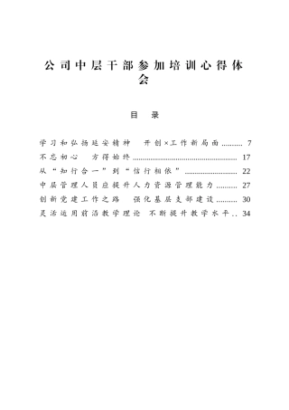 公司中层干部培训心得体会汇编