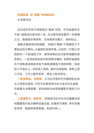 基层单位年轻干部座谈会交流发言