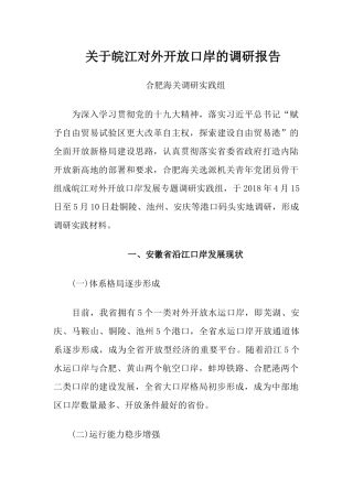 关于对外开放口岸的调研报告